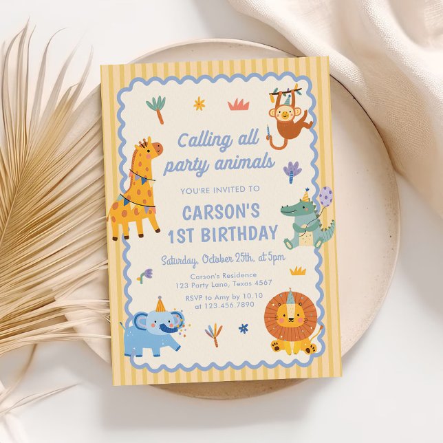 Calling All Party Animals Safari Boy Birthday Invitation (Creator Uploaded)