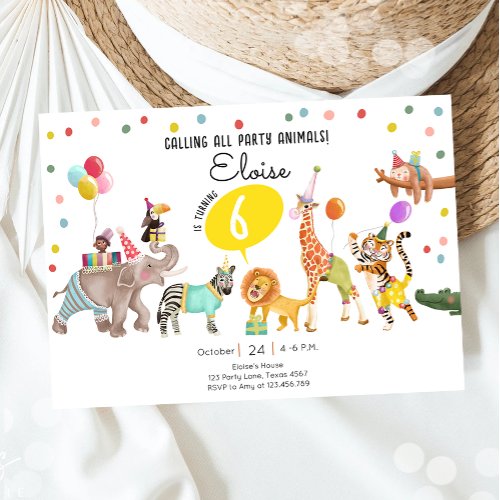 Calling All Party Animals Safari Boy Girl Birthday Invitation