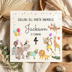 Calling All Party Animals Safari Joint Birthday Napkins