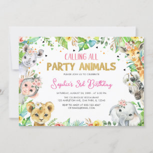 Calling All Party Animals Safari Jungle Birthday Invitation