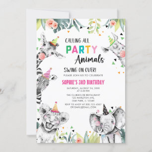 Calling All Party Animals Safari Jungle Birthday Invitation