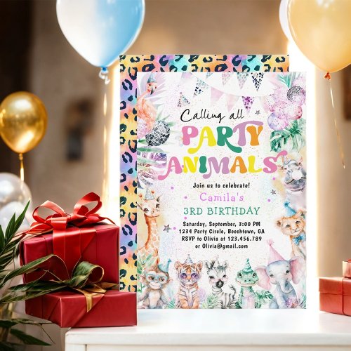 Calling All Party Animals Safari Jungle Birthday Invitation