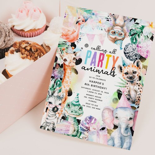 Calling all Party Animals Safari Kids Birthday Invitation