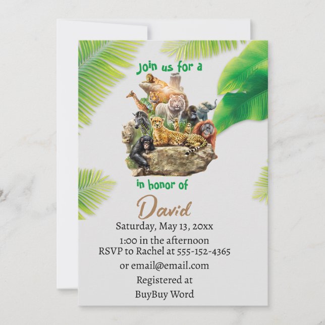 Calling All Party Animals Safari Zoo Birthday Invi Invitation (Front)