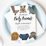 Calling All Party Animals Safari Zoo Birthday Invitation<br><div class="desc">Cute and fun kid's safari animals theme birthday party invitation featuring illustration of safari animals of giraffe,  snow leopard,  rhino,  lion,  elephant,  and zebra. The text says "calling all party animals." Perfect for a boy's birthday party.</div>