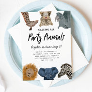Calling All Party Animals Safari Zoo Birthday Invitation
