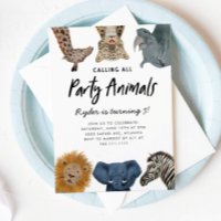 Calling All Party Animals Safari Zoo Birthday Invitation