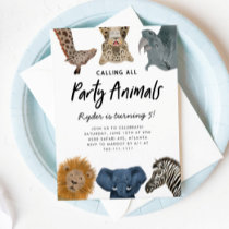 Calling All Party Animals Safari Zoo Birthday Invitation