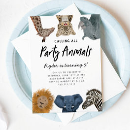 Calling All Party Animals Safari Zoo Birthday Invitation