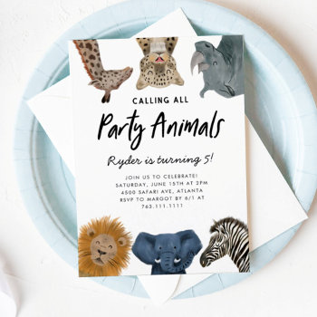 Calling All Party Animals Safari Zoo Birthday Invitation by NamiBear at Zazzle