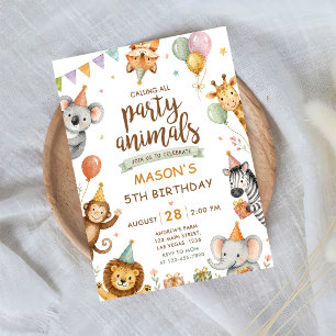 Calling All Party Animals Safari Zoo Birthday Invitation