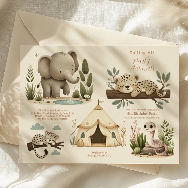 Calling All Party Animals Safari Zoo Birthday  Invitation (Creator Uploaded)