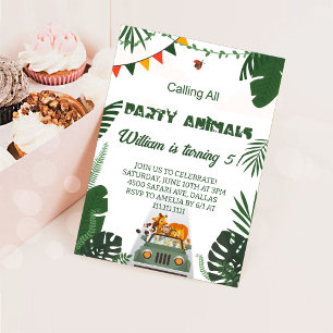Calling All Party Animals Safari Zoo Birthday Invitation