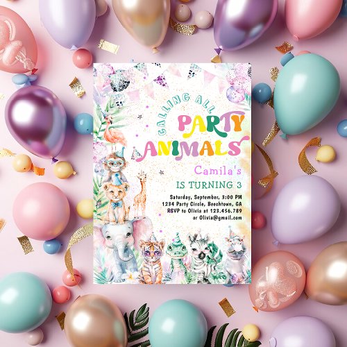 Calling All Party Animals Safari Zoo Birthday Invitation