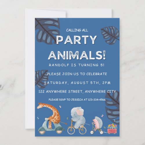 Calling All Party Animals Safari Zoo Birthday Invitation