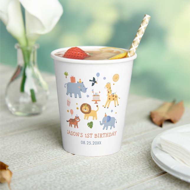 Calling All Party Animals Safari Zoo Birthday Paper Cups (Insitu)
