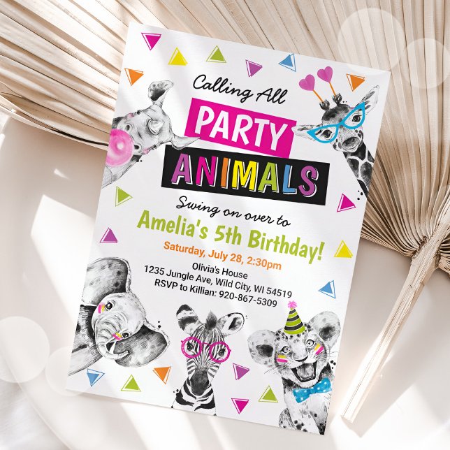 Calling All Party Animals Safari Zoo Kids Birthday Invitation (Creator Uploaded)