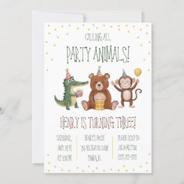 Calling all Party Animals! Themed Birthday Party Invitation