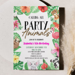 Calling All Party Animals Tropical Birthday Party Invitation