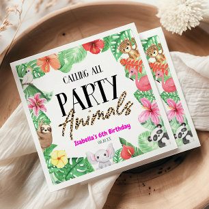 Calling All Party Animals Tropical Birthday Party Napkins