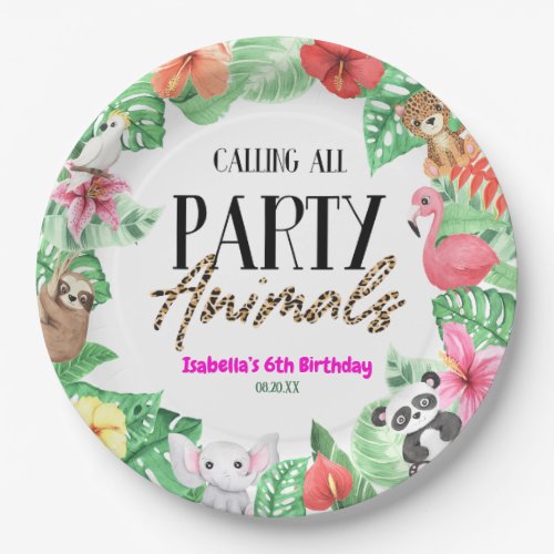 Calling All Party Animals Tropical Birthday Party Paper Plates