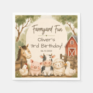 Calling All Party Animals Watercolor Farm Birthday Napkins