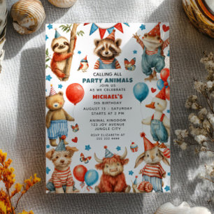 Calling All Party Animals Whimsical Kids Birthday  Invitation