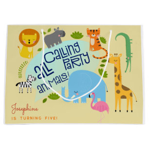 Calling all party animals wild kids birthday large gift bag