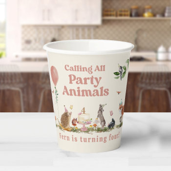 Calling All Party Animals Woodland Girl Birthday Paper Cups by JillsPaperie at Zazzle