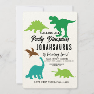 Calling All Party Dinosaurs Kid's Birthday Party Invitation