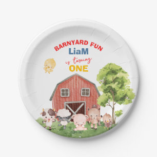 Calling All Party Farm Animals 1st Birthday Paper Plates