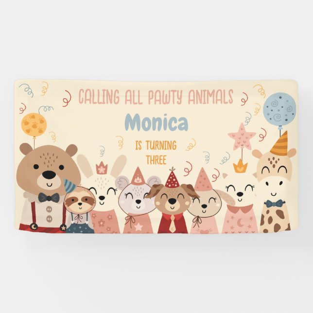 Calling all pawty animals birthday party banner (Horizontal)
