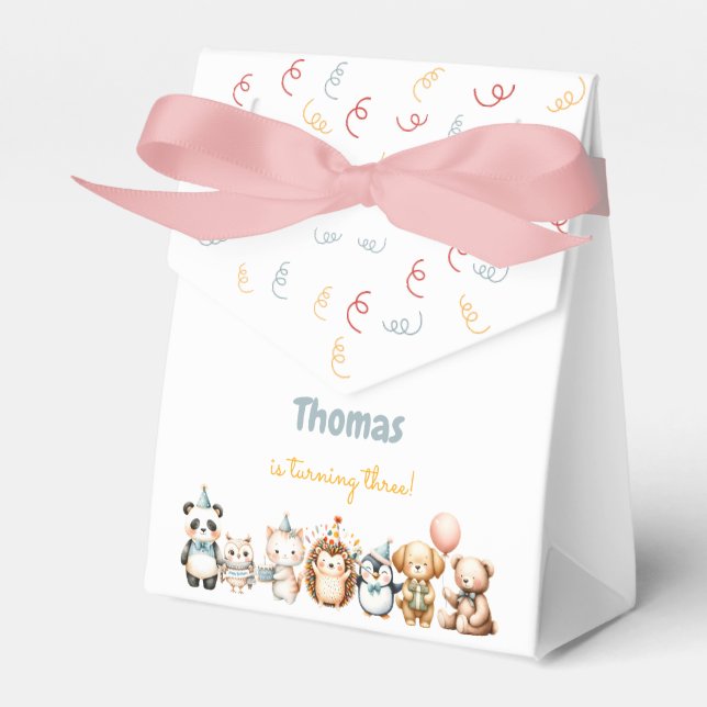 Calling all pawty animals birthday party favor boxes (Front Side)