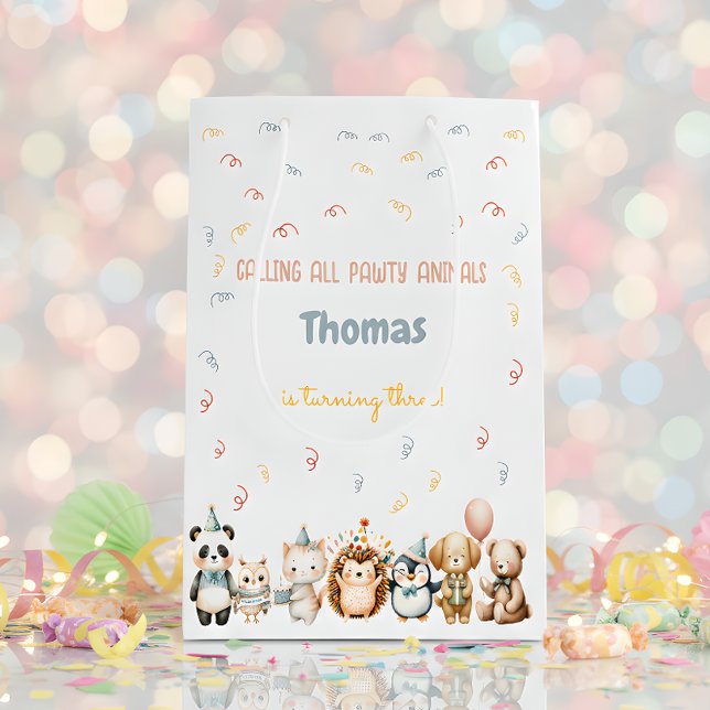 Calling all pawty animals birthday party medium gift bag (Creator Uploaded)
