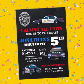 Calling All Police Units Any Age Birthday Invitation