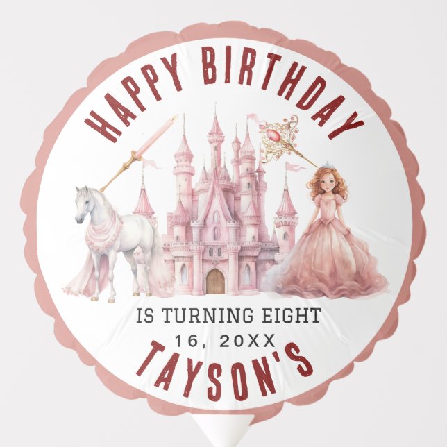 Calling All Princesses Magical Castle 8th Birthday Balloon (Front)
