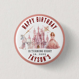 Calling All Princesses Magical Castle 8th Birthday Button