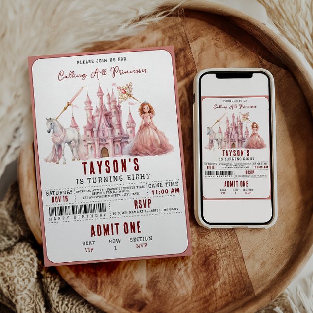 Calling All Princesses Magical Castle 8th Birthday Invitation (Creator Uploaded)