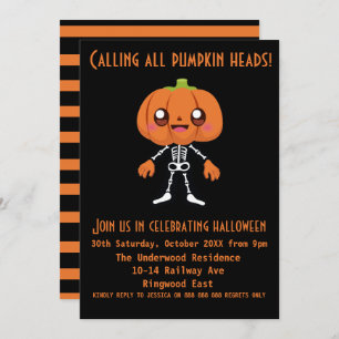 CALLING ALL PUMPKIN HEADS HALLOWEEN PARTY INVITATION