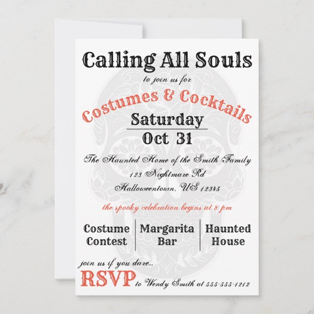 Calling All Souls... Halloween Party Invitation (Front)