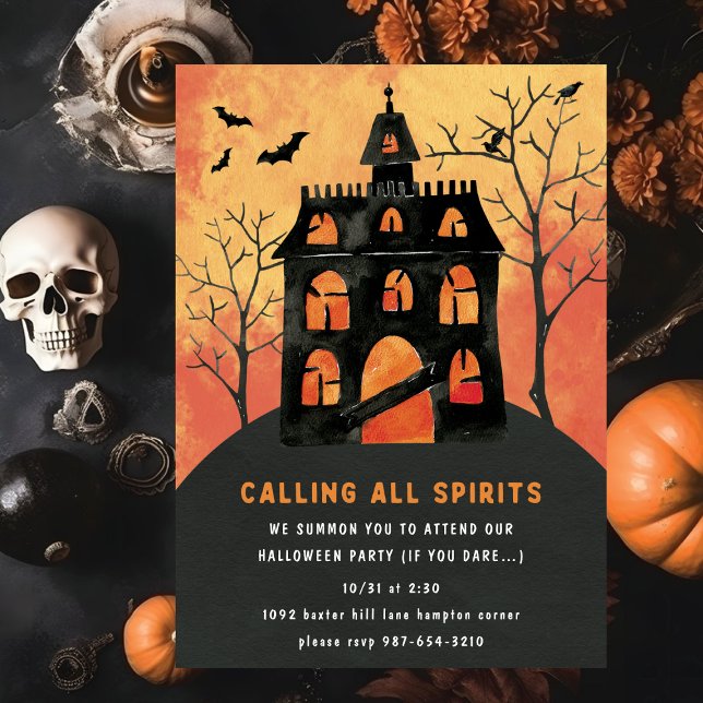 Calling All Spirits l Spooky Scary House Halloween Invitation (Creator Uploaded)