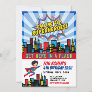 Calling All Super Heroes Birthday Invitation