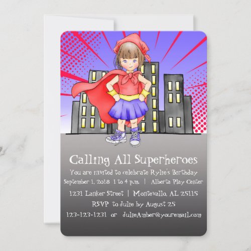 Calling All Superheroes Birthday Invitation