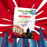 Calling All Superheroes City Building Birthday Invitation