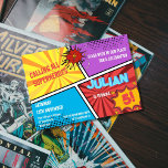 Calling All Superheroes Comic Kids Birthday Invitation