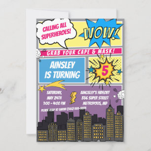 Calling all Superheroes! Comics Birthday Party Invitation