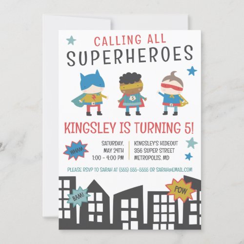 Calling all Superheroes  Superhero Birthday Party Invitation