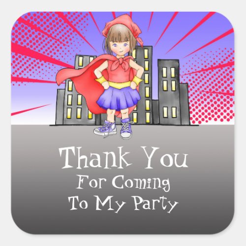 Calling All Superheroes Thank You Square Sticker