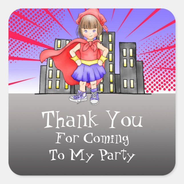 Calling All Superheroes Thank You Square Sticker (Front)