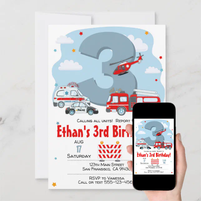 Calling All Units, Emergency Squad Invitation Zazzle